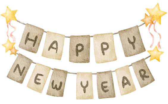 Watercolor Happy New Year Clipart Element png