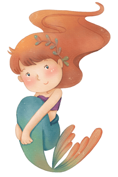 Watercolor Cute Mermaid Clipart, PNG