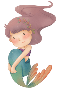 Watercolor Cute Mermaid Clipart, PNG