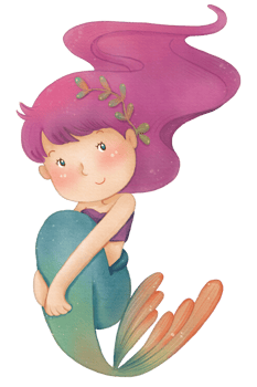 Watercolor Cute Mermaid Clipart, PNG