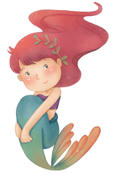 Watercolor Cute Mermaid Clipart, PNG