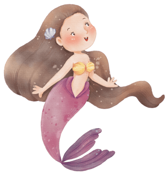 Watercolor Cute Mermaid Clipart, PNG