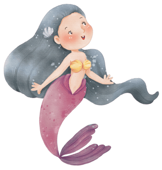 Watercolor Cute Mermaid Clipart, PNG