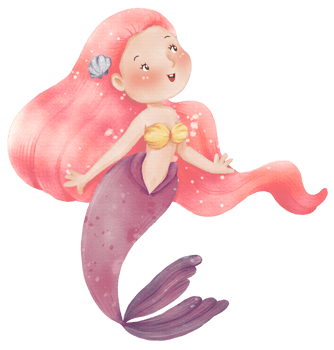 Watercolor Cute Mermaid Clipart, PNG