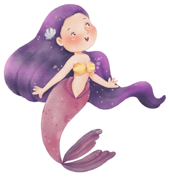 Watercolor Cute Mermaid Clipart, PNG