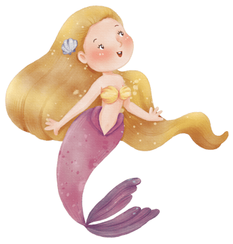 Watercolor Cute Mermaid Clipart, PNG