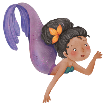 Watercolor Cute Mermaid Clipart, PNG