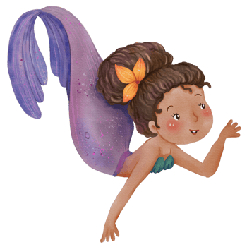 Watercolor Cute Mermaid Clipart, PNG