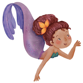 Watercolor Cute Mermaid Clipart, PNG