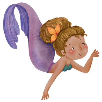 Watercolor Cute Mermaid Clipart, PNG