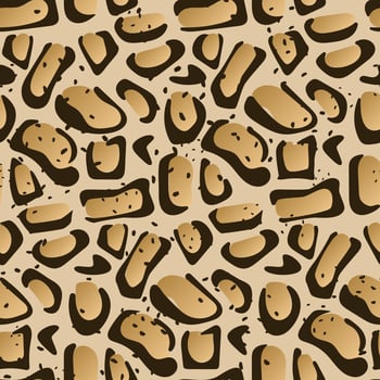 Clouded leopard skin seamless pattern. Abstract animal background from spots and strokes. Cat family fur imitation for textile, cover, template, print. Vector illustration.