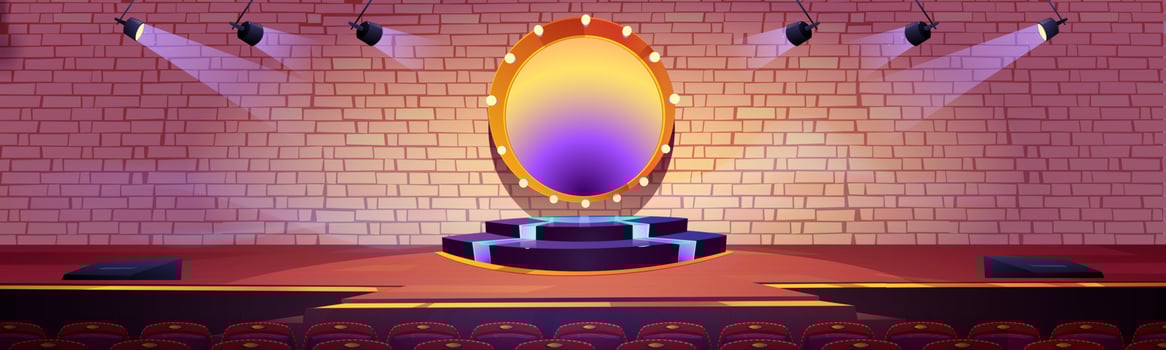 Stage for concert, music show with round podium vector