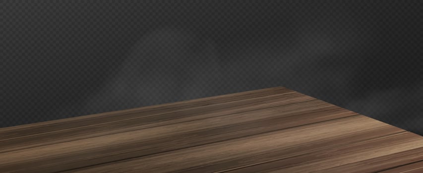 Wooden table corner with smoke perspective view vector