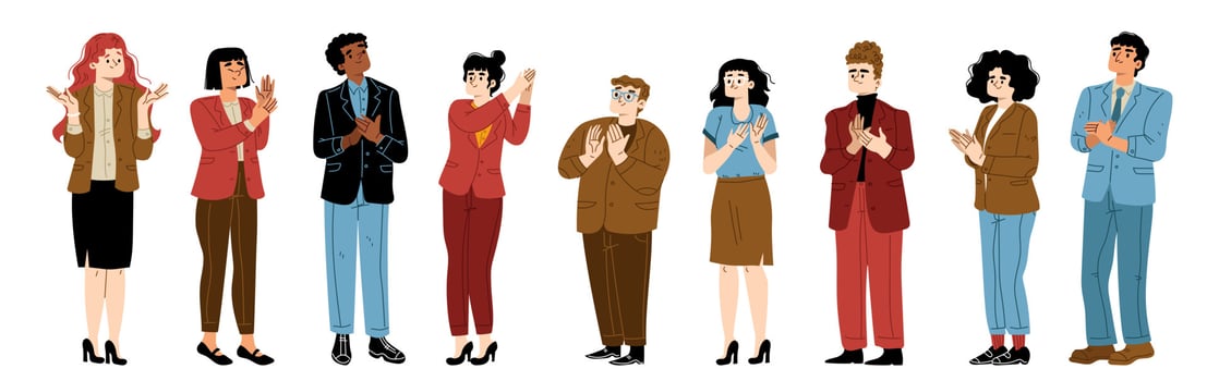 People clap, team congratulate colleague concept vector