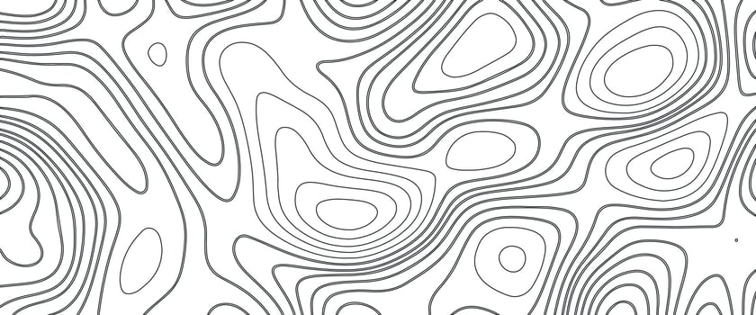 Topographic background and texture. abstraction with place for text. Topo backdrop lines, contour, geographic grid. Modern black and white topographic contours lines of mountains. Topography map art vector
