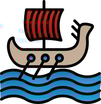 Viking Ship Vector Icon Design