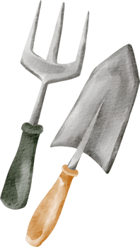 watercolor hoe farm element png