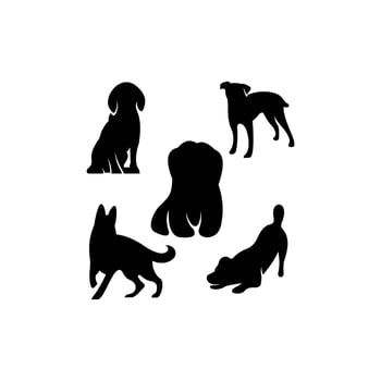 dog set silhouette icon logo vector