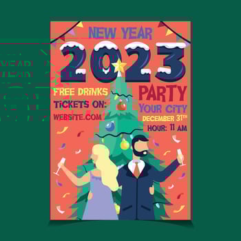 New Year 2023 Party Poster Template vector