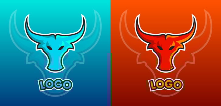 Bull Character Colorful Mascot Gaming Logo Set Vector Illustration
