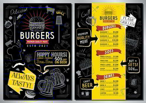 Burger Bar Menu Template vector