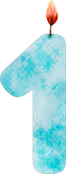 watercolor number 1 candle png