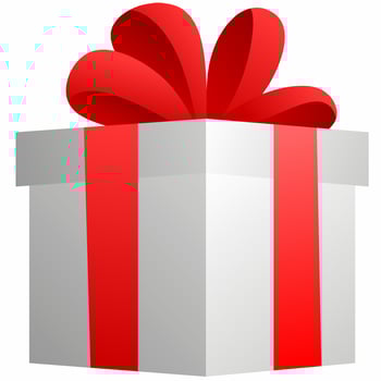 Present gift box isolated vector illustration. Red white gift vector for logo, icon, item, accessory, symbol, business, design or decoration. White gift box with red ribbon