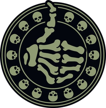 army chevron with skeleton hand gestures vector