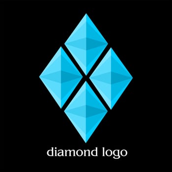 illustration vector of diamond logo with blue and white color