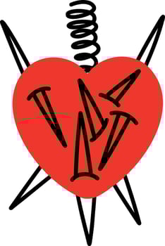 A heart with daggers. Vector illustration