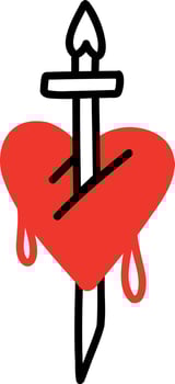 A heart with dagger. Vector illustration