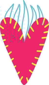 Valentines Day Freaky comic heart in modern doodle style. Vector illustration
