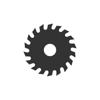 Saw blade icon in flat style. Circular machine vector illustration on white isolated background. Rotary disc business concept.