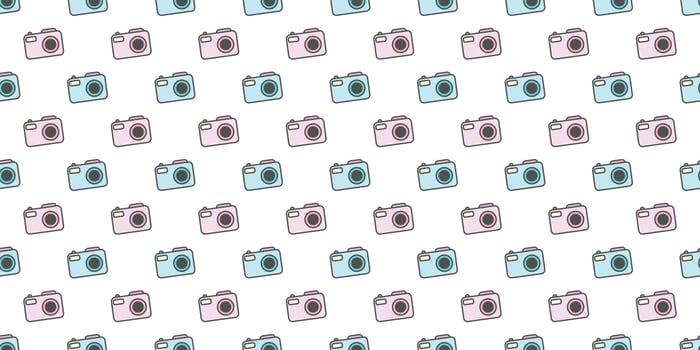 Camera, photography seamless repeat pattern vector background