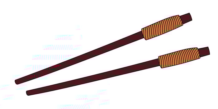 Hand drawn wooden chopsticksfor eating sushi, sea food, japanese and chinese food vector