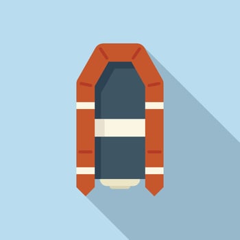 Inflatable boat icon flat vector. Sea lifeboat vector
