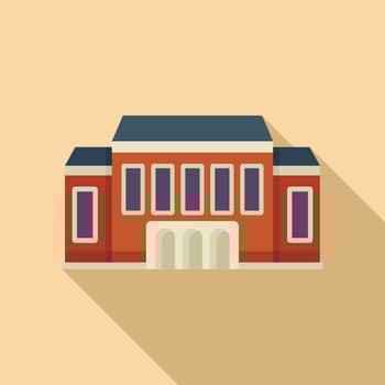 School building icon flat vector. Campus college vector