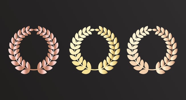 Set of gold luxury gradient laurel wreaths vector
