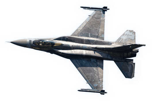 F-16 fighter jet aircraft. Aviation and air force. Plane and airplane. Transparent background. png