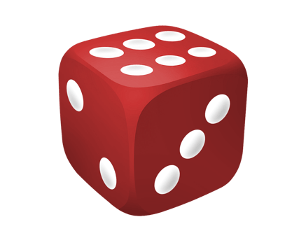 Red dice with transparent background. Gambling and gaming. png