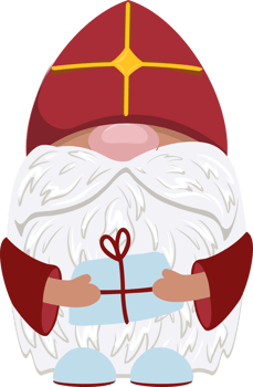 SAINT NICHOLAS CHARACTER. St. Nicolas day. An old man in a red miter. Christian holiday.Gnome.Shepherd's staff. png