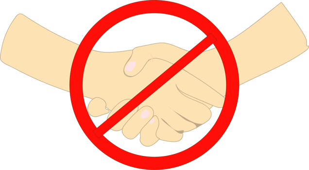 Prohibition of shaking hands. Greeting with hands. Social distance. png