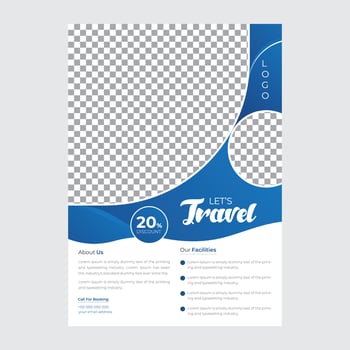 Business flyer design and brochure cover page template for travel agency vector