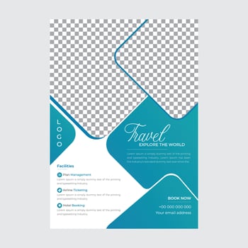 Business flyer design and brochure cover page template for travel agency vector
