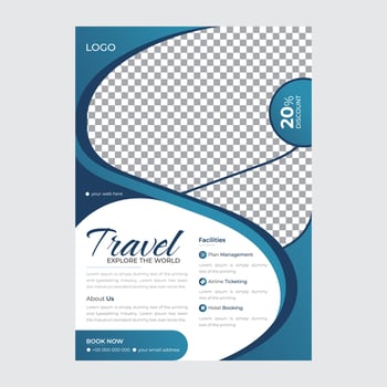 Business flyer design and brochure cover page template for travel agency vector