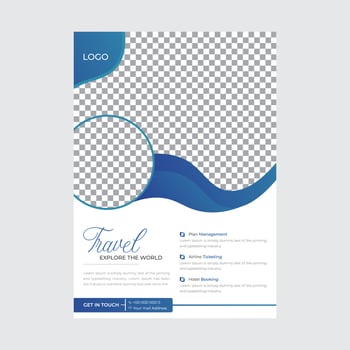 Business flyer design and brochure cover page template for travel agency vector