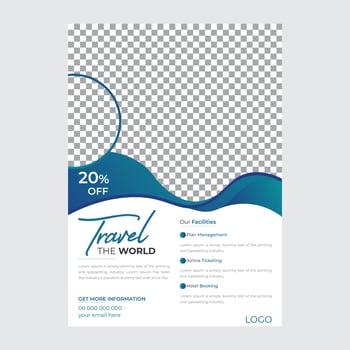 Business flyer design and brochure cover page template for travel agency vector