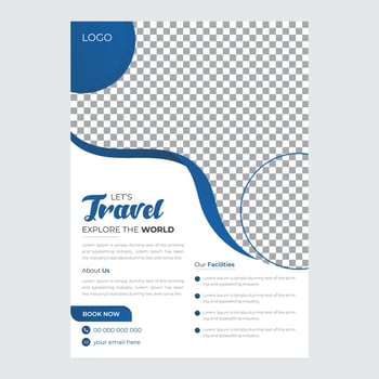 Business flyer design and brochure cover page template for travel agency vector