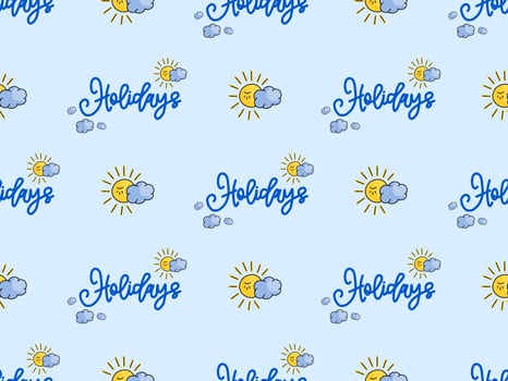 Holidays cartoon character seamless pattern on blue background vector
