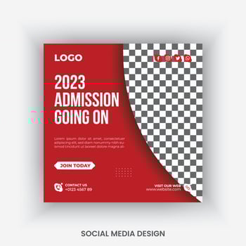 Admission social media post template design vector